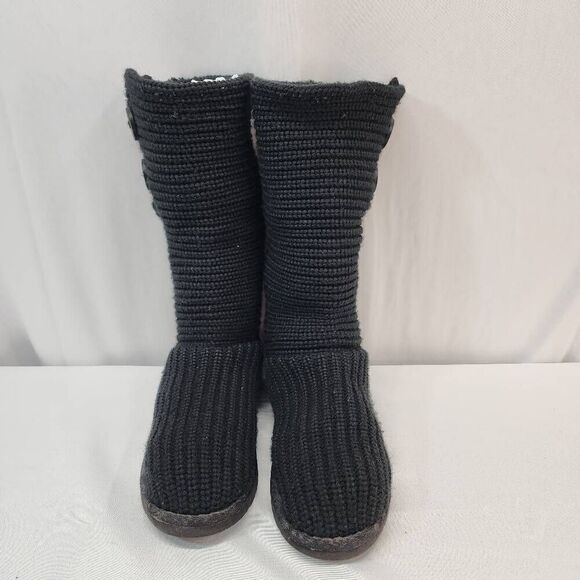 UGG Australia Size 6 Women’s Black Cardy Knit Button Boots - Picture 6 of 9